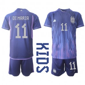 Argentina Angel Di Maria #11 babykläder Bortatröja barn VM 2022 Korta ärmar (+ Korta byxor)